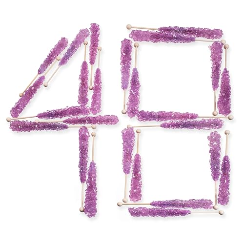 Extra Large Rock Candy Sticks: 48 Lavender Rock Candy Sticks - Tutti-Frutti - Individually Wrapped for Party Favors, Candy Buffet, Showers, Receptions, Old Fashioned Espeez Bulk Candy on a Stick