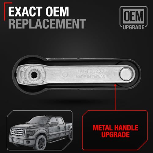 Image of T1A Window Crank Handle Upgraded Metal, Left /Right - Compatible with 1993-2011 Ford Ranger, 97-16 F-Series, 09-19 E-Series; 94-16 Mazda B-Series - Black - OEM F37Z-1023342-A-MT, 012-1230-12, 767MX