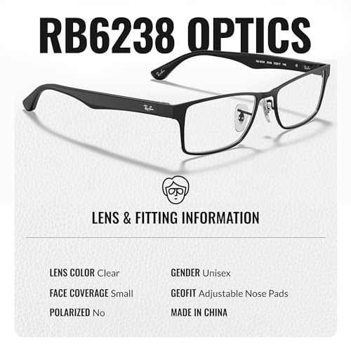 Image of Ray-Ban RB6238 Rectangle Shape Metal Eyeglasses with Official Eyewear Kit