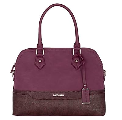 David Jones - Borsa a Mano Donna Bugatti - Satchel Tote Shopper Bag a Tracolla Spalla Elegante - Patchwork Multicolore PU Pelle - Borsetta Strisce Signora Moda Quotidiana - Borsa Grande - Rosso