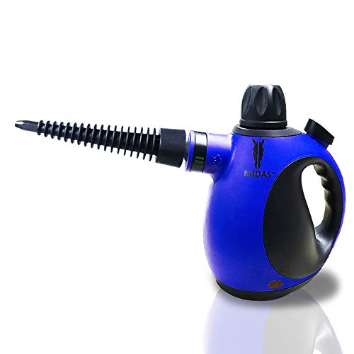 Midas Multi-Purpose Big Capacity Handheld Pressurized Steam Cleaner with 9-Piece Accessories for Stain Removal, Carpets, Curtains, Bed Bug Control, Car Seats