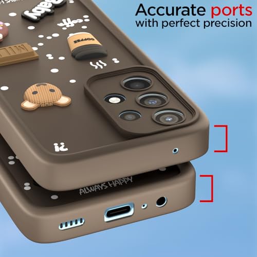 Image of Pikkme Back Cover for Samsung Galaxy A52 / A52s 5G | Cute Fun Cartoon 3D Bear Silicone Full Body Protection Bumper Case (Brown)