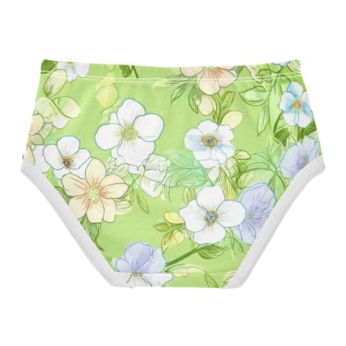 Delicate White Floral Green Toddler Underwear Floral 2t Cotton Little Girl Panties Fun Print Undies Kids Briefs2