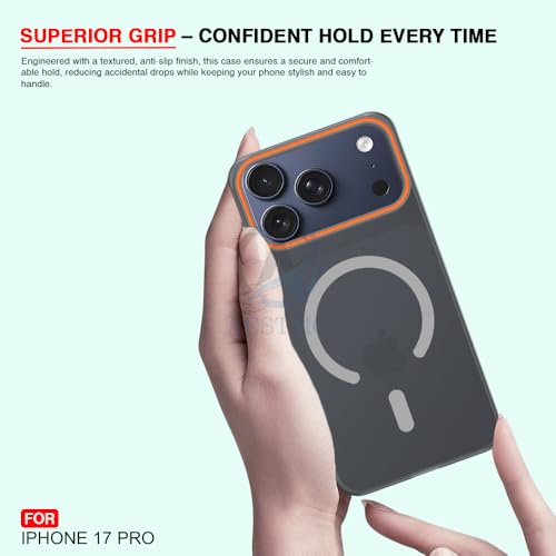 Image of AESTMO iPhone 17 Pro Back Cover | Slim Hard Shell | Matte Frosted Hard Back Translucent Back Cover for iPhone 17 Pro (Compatible with MagSafe Accessories, Black)