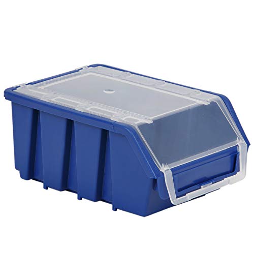 Caixa empilhável azul de 8 kg de capacidade de carga com tampa de plástico