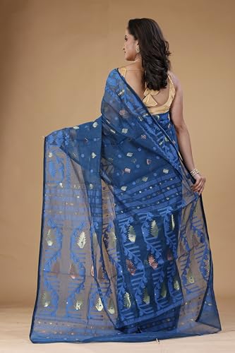 Image of OISHANI SAREE GHOR Women's Traditional Bengal Cotton Silk Soft Jamdani Saree - Authentic Design and Quality - No Blouse Piece