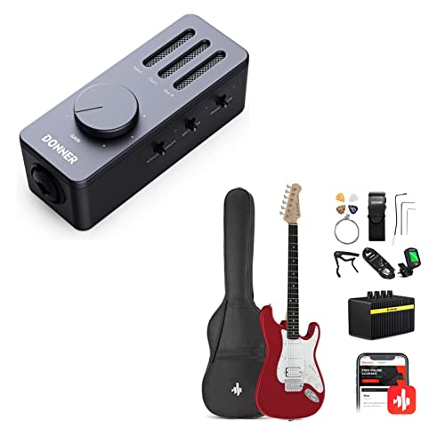Donner Dst-100R 39 Inch Full Size Electric Guitar Kit With Guitar Audio Interface #TOP13