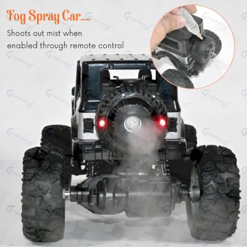 Image of GRAPHENE Remote Control Car for Kids Rechargeable Thar Smoke Car Rock Crawler Water Mist High Speed 4 * 4 Toy Car Monster Truck with 2Speed Lithium Battery 4WD RC Racing Car Gift for Kids, Multicolor