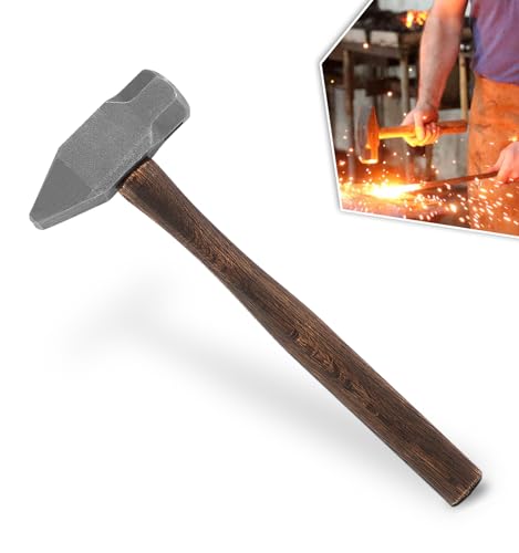 Blacksmith Hammer 4lb Heavy-Duty Forged Steel Cross Peen Hammer for Making Knife, for Handmade Forged Tools, for Spreading and Shaping Detailed Metalworking