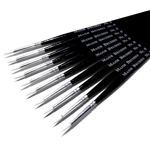 Major Brushes Sable Substitute Size 0 Paint Brushes - Pack of 10