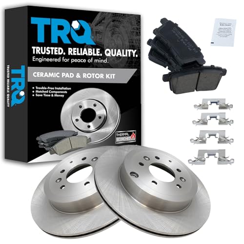 Image of TRQ Rear Brake Pad and Rotor Set Ceramic Vented Rotors | For 2007-2015 Mazda CX-9