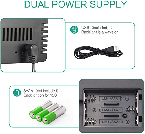 Oria Digital Alarm Clock, Led Mirrored Clocks, 5.8" Led Desk Clock With Usb Charging Port, Snooze Mode, 2 Adjustable Brightness, Time, Date And Temperature Display For Bedroom, Office, White #TOP5