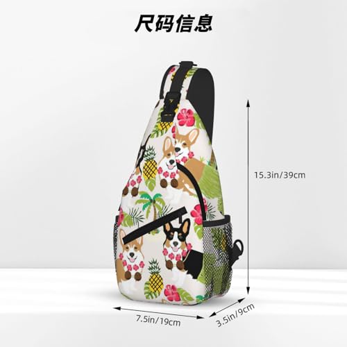 Mochila diagonal Corgi Hawaiian con tejido transpirable y correa ergonómica ajustable 4