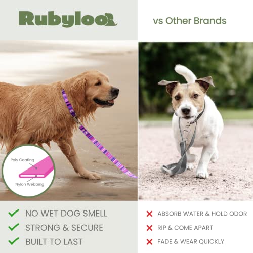 Image of Waterproof Dog Leash - 6 ft - Washable, Stink-Proof, Dirt-Proof & Odorless - Easy to Clean, Fade & Wear Resistant - Heavy-Duty with Padded Handle & Rust-Proof Clip - Pink (1 inch)