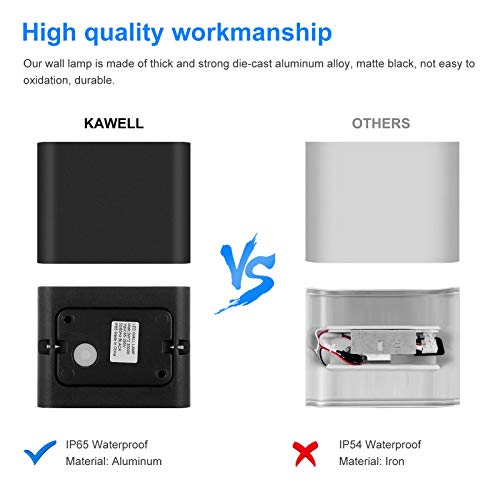 KAWELL 6W Modern Wall Lamp LED Wall Light Up Down Aluminum Wall Wash Lights Waterproof IP65 Outdoor Indoor for Bedroom Living Room Bathroom Stairs Porch Corridor Hallway - Image 3