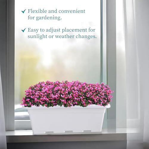 Image of Kuber Industries 17 Inches Window Planters | Flower Pots for Balcony, Home Decoration and Gardening Area | Floor Jupiter Gamla Container Plants Pot for Indoor & Outdoor - (White)