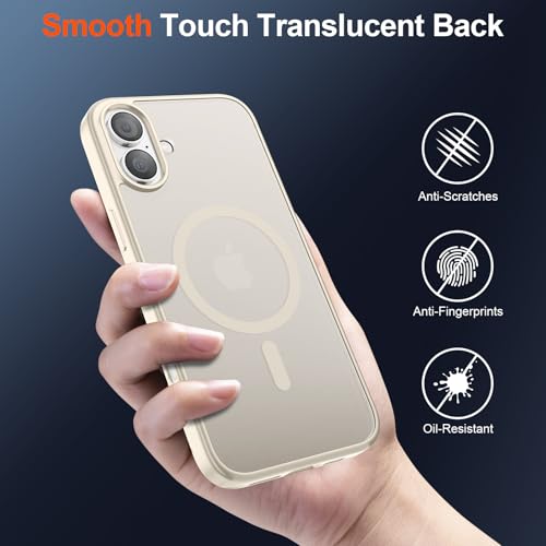 Image of SUPFINE Magnetic for iPhone 17 Case (Compatible with MagSafe)(Military Grade Drop Protection) Translucent Matte Shockproof with Anti-Fingerprint Phone Cover,Antique White