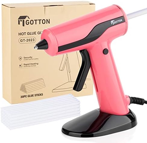 GOTTON Mini Hot Glue Gun, Anti-Drip Fast Preheating Hot Melt Glue Gun, Kit with 30 PCS Premium Glue Sticks for DIY, Home Repairs, and Decorations 50W (Pink)