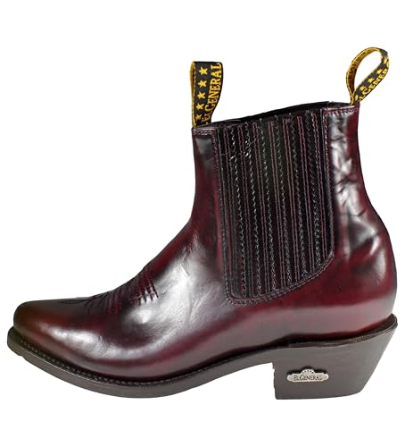 Men's Handmade Leather Dress Boots, Chameleon Pattern, Pointed Toe El General Wine Color3