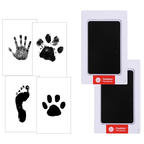 Gjinxi Baby Hand and Footprint Kit Paw Print Kit for Dog Cats, 2 Inkless Print Pads 4 Imprint Cards, Nose Print Stamp Pad for Dogs Clean-Touch Ink Pad Kit, Safe No Mess Printing Infant Hand Foot Stamp - Thumbnail 7