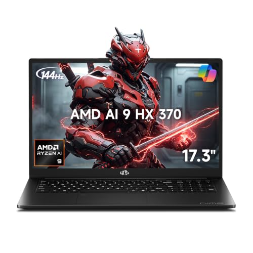 Image of NIMO 17.3 inch Copilot+ AI Laptop, AMD Ryzen AI 9 HX 370 (Up to 5.1GHz), 32GB DDR5 RAM 2TB SSD, Radeon 890M, 144Hz FHD Display, 100W PD, USB 4.0, Fingerprint, Win 11 Gaming Laptop with 2Y Warranty