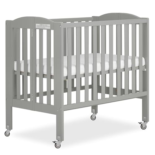 Dream On Me 2 in 1 Folding Portable Crib in Cool Grey, Greenguard Gold Certified , 40x26x38 Inch (Pack of 1)
