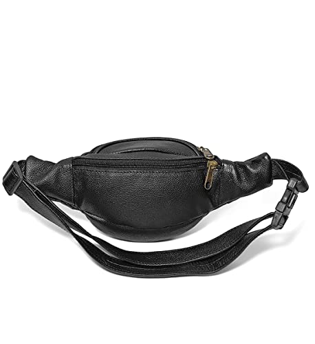 Pochete Bolsa Para Cintura Feita de Couro Legítimo 5 bolsos Cor:Preto