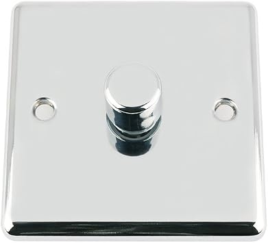 Mains LED Light Dimmer Switch 250W 1 Gang 2 Way - Polished Chrome - Classic