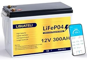 LISUATELI 12V 300Ah LiFePO4 Lithium Batterie, Bluetooth Integriertes 200A BMS, MAX. 3840Wh Leistung, 10 Jahre und 8000+Zyklen Deep Cycle Lithium Akku Perfekt für Wohnmobil, Solaranlage, Trolling Motor