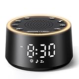 Dreamegg Sound Machine for Sleep - D1 Nova White Noise Sound Machine for Baby Adult with Alarm Clock, Soothing Sounds, Dimmable, White Noise Alarm Clocks for Bedrooms Heavy Sleepers Travel, Black