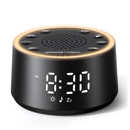Dreamegg Sound Machine for Sleep - D1 Nova White Noise Sound Machine for Baby Adult with Alarm Clock, Soothing Sounds, Dimmable, White Noise Alarm Clocks for Bedrooms Heavy Sleepers Travel, Black