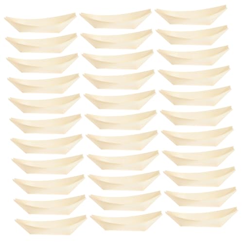 100 platos de sushi de madera de 4 pulgadas miniatura 1