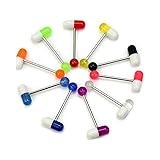 Material: 2 DPWOUM Set di 10 piercing a forma di pillola di colore casuale, per lingua, capezzolo, lingue e capezzoli, gioielli eleganti e pratici, 2
