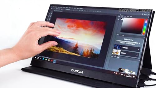 Image of 15.6'' Portable Touchscreen Monitor with Smart Cover Stand, 1080P FHD IPS Plug & Play Small External Display, Travel Mini Second Screen for Laptop /PC /Phone /Mac /PS3 /4 /5 /Xbox, USB-C & HDMI