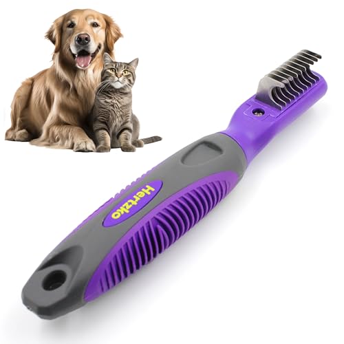 Hawwwy Cat and Dog Dematting Tools Hertzko Double Sided Dog and Cat Dematting Comb For All Pets Effortlessly Removes Tangles Mats And Loose Fur Safe Easy Grooming For Cats And Dog Large