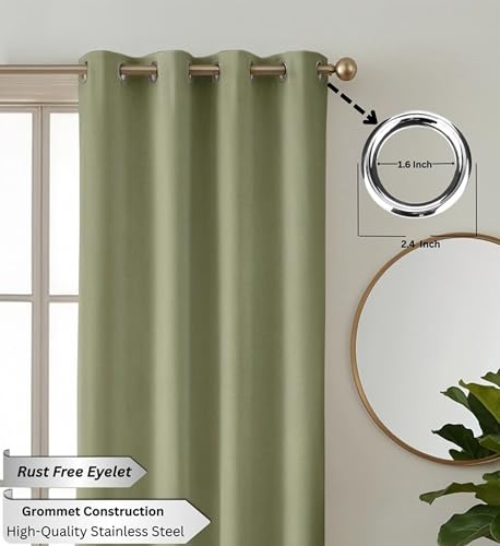 Image of Galaxy Home Decor Polyester Solid Curtain, Long Door - 9 Feet, Olive Green, Pack of 1