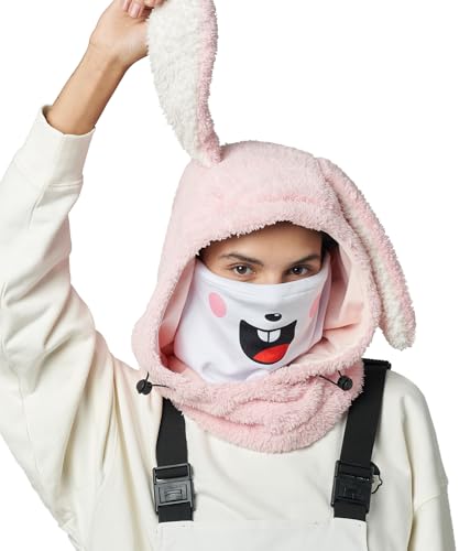 LECAGE Sturmhaube Warme - Ski Helmkompatibel Cute 3D Tier-Design - Microfleece - Winddichte Balaclava Sturmmaske Unisex für Ski/Radfahren Abdeckung Verstellbare Skimaske (Rosa Einheitsgröße)