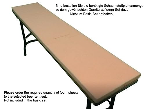 Bierzeltgarnitur Auflage (3er Set) aus 1x Tischdecke und 2X Bierbankhussen. Größe und Farben wählbar. (170 x 70 cm, Anthrazit)