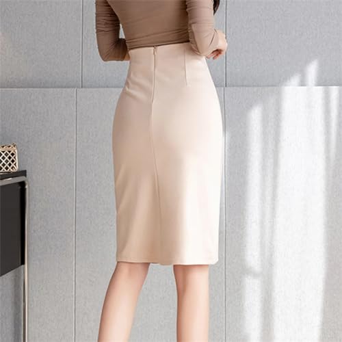 Spring Summer Buttons Women's Wrap Midi Skirts High Waist Style Workwear Front Split Slim Pencil Skirts3