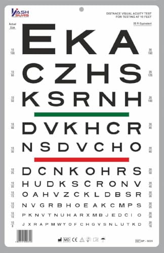 KASHSURG Snellen Visual Acuity Eye Chart for 10 Feet Chart 14 x 9 Inches_163_Pack of 2