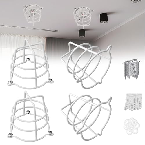 Image of 4 Pcs White Fire Sprinkler Head Guard Cover,Durable Fire Spirnkler Head Guard for Both 1 /2 inch & 3 /4 inch Fire Head,Guard for Fire Head for Protecting Flush Mount /Side Wall /Pendent Head Semi