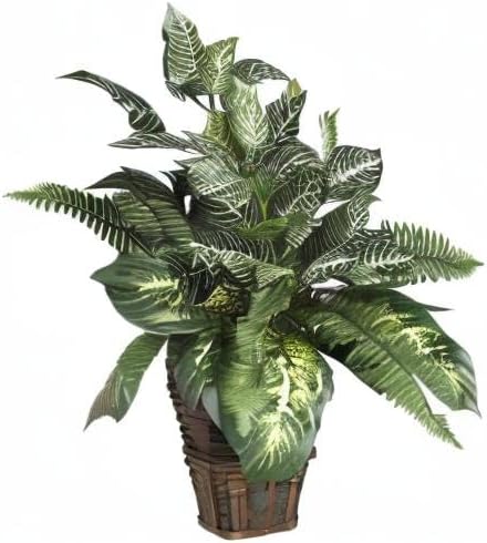 Miniatura 6 de Nearly Natural Cebra verde mixta con planta de seda de mimbre, 26 in