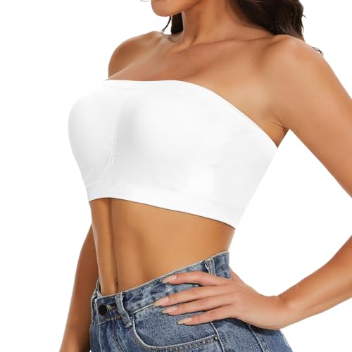 Image of Strapless Bras for Women Wireless Bandeau Bra Invisible Tube Tops Bra Bralette Padded Seamless