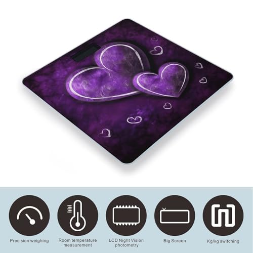 Báscula digital de baño con diseño Purple Hearts miniatura 3