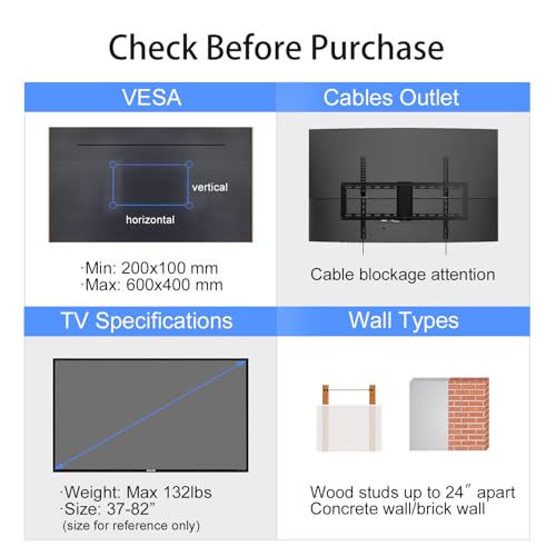 Suptek TV Wall Mount Bracket 38% Off - Fits 37-82" TVs