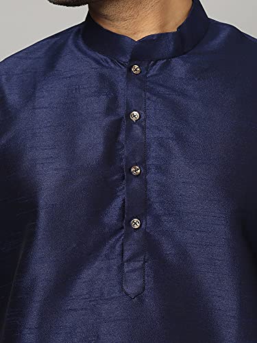 Image of Uri and MacKenzie Men's Silk Blend Solid Pathani Kurta with Readymade Pajama Pant Set