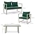 EAST OAK Courtyard Patio Furniture Set, 4-Piece Outdoor Patio Set with Sofa, Removable & Washable Seating Cushion, Tempered Glass Table, Outside Patio Conversation Sets, Champagne Gold & Jungle Green