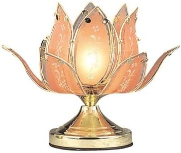 OK LIGHITNG OK-814G-P 10 in. Pink Flower Touch Lamp