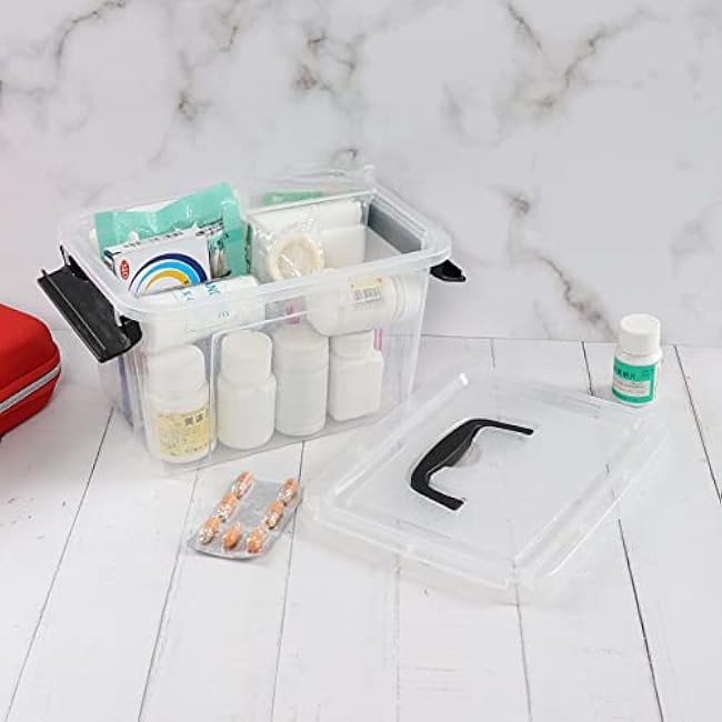 Ramddy 3.5 Quart Small Plastic Storage Box with Handles, 6 Packs Clear Latching Bin with Lid