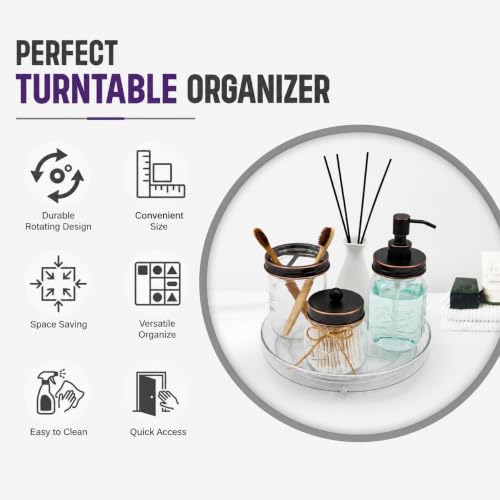 Image of Xacton Clear Lazy Susan Turntable Organizer Tray | 360 Rotating Acrylic Transparent Round Storage Organizer I Kitchen, Bathroom & Makeup Storage Rack for Spices, Cosmetic, Jars & Bottles - 10 Inch